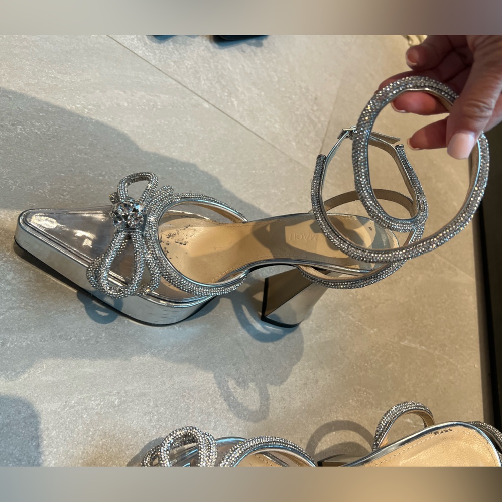 Amina muaddi silver, clear platform heels. Size 8